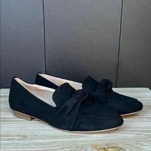 LOFT Black Bow Loafers for Women